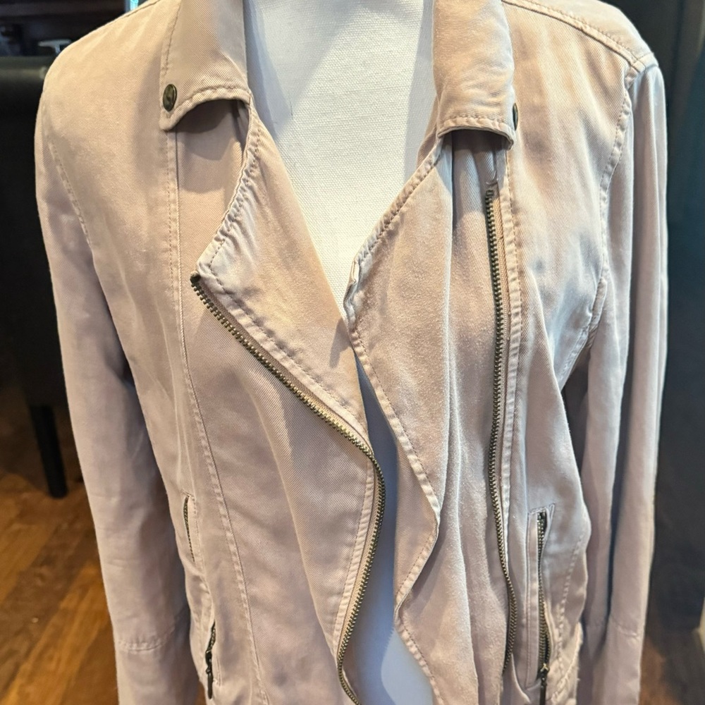 Max Jeans Light Blush Pink Moto Jacket